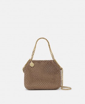  Stella McCartney Falabella Tiny Crystal Tote Bag Metallic Brown | Dámska ikonická Falabella