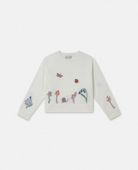  Stella McCartney Woodland Friends skrátený sveter biely | Detské svetre a kardigany
