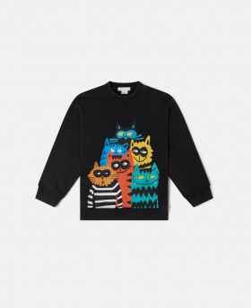 Stella McCartney Cats Graphic Sweatshirt Svart | Barn T-shirts Och Sweatshirts
