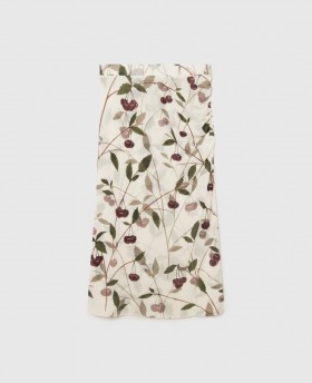  Stella McCartney Körsbärsmönstrad Midikjol Krämgrön | Damkjolar