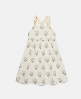  Stella McCartney Daisies Ärmlös Klänning Med Gratänger Krämgrön | Barnklänningar & Jumpsuits