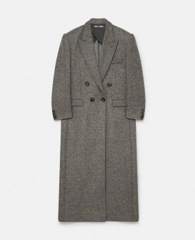  Stella McCartney Dubbelknäppt Tweed Lång Kappa Beige Tweed | Damkappor Och Jackor