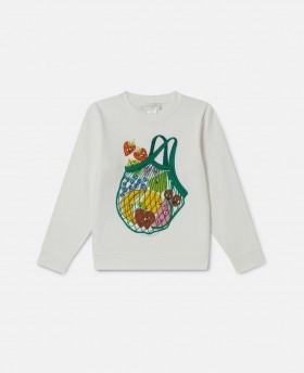  Stella McCartney Fruit Net Graphic Sweatshirt Krämgrön | Barn T-shirts Och Toppar