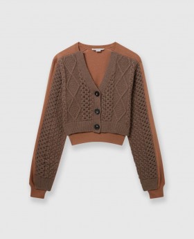  Stella McCartney Hybrid Cropped Cardigan Brun | Dam Stickade Tröjor