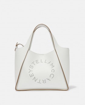  Stella McCartney Logo Grainy Alter Mat Axelväska Vit | Dam Toteväskor