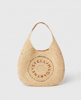  Stella McCartney Logo Raffia Slouchy Medium Tote Bag Naturfärgad | Dam Axelväskor