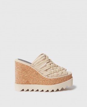  Stella McCartney Sneak-elyse vävda platåsandaler med kilklack Beige | Dam Kilklackar