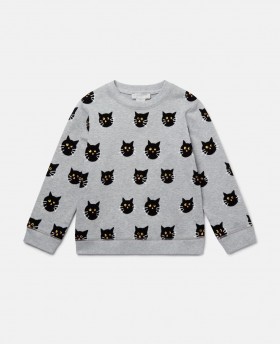  Stella McCartney Spooky Cat Mönstrad Tröja Grå | Barntröjor & Koftor