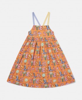 Stella Mccartney Stella Woodland Lettering Ärmlös Klänning Orange | Barnklänningar & Jumpsuits