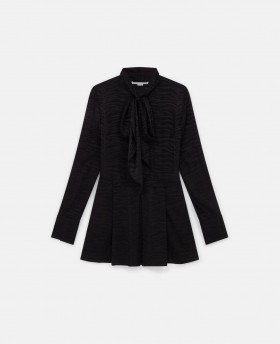  Stella McCartney Tiger Print Midiklänning med Knytkrage Svart Tigerprint | Damklänningar