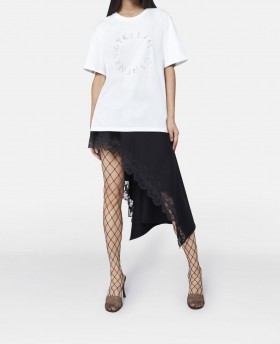  Stella Mccartney Diamanté Logolu Tişört Saf Beyaz | Kadın Sweatshirt ve Tişörtleri