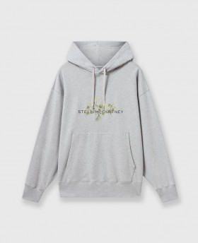  Stella Mccartney Çiçek İşlemeli Logolu Kapüşonlu Sweatshirt Gri Melanj | Kadın Sweatshirt ve Tişörtleri