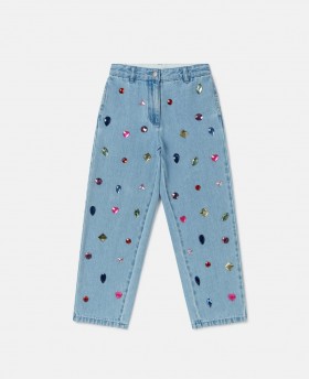  Stella Mccartney Mücevher İşlemeli Kot Pantolon Mavi | Çocuk Pantolon ve Şort