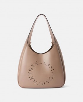  Stella Mccartney Logolu Bol Hobo Tote Çanta Taupe Kahverengi | Kadın Omuz Çantaları