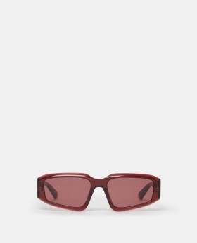  Gafas de sol rectangulares abstractas Stella McCartney en color vino tinto oscuro brillante y dorado | Gafas de sol para mujer