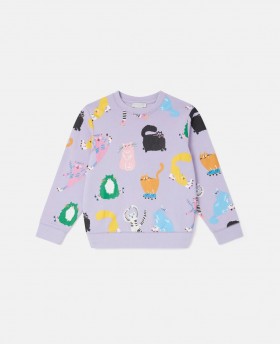  Sudadera morada con estampado de gatos de Stella McCartney | Camisetas y tops para niños