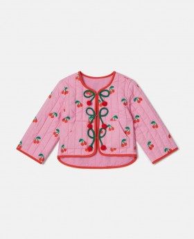  Chaqueta acolchada rosa con estampado de cerezas de Stella McCartney | Ropa de abrigo infantil