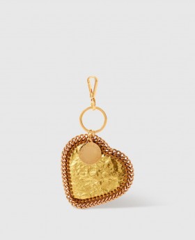  Llavero y colgante de corazón Falabella metálico arrugado dorado de Stella McCartney | Llavero y colgantes para mujer