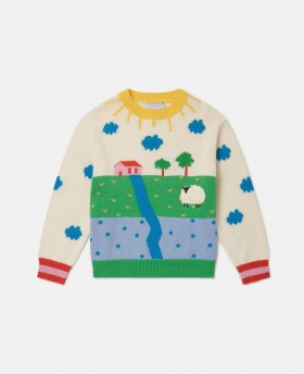 Suéter de punto con estampado de granja multicolor de Stella McCartney | Suéteres y cárdigans para niños