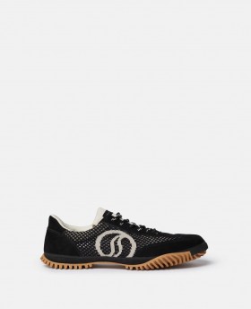  Zapatillas deportivas Stella McCartney S-wave con paneles de malla, color negro medianoche | Zapatillas de mujer