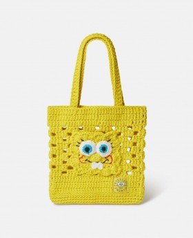  Bolso tote de ganchillo con estampado de Bob Esponja de Stella McCartney, amarillo | Zapatos y accesorios para niños
