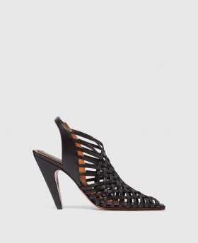  Zapatos de tacón Stella McCartney Stella Spur Woven Slingbacks color café | Tacones para mujer