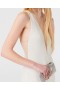  Stella McCartney Crystal Mesh Deep V Jumpsuit Pure White | Dámské overaly