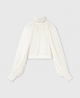  Stella McCartney - skládaný top s balonovým rukávem - bílý | Dámské košile a topy