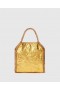 Stella McCartney Crinkled Metallic Falabella Mini Tote Bag Guld | Kvinder Den ikoniske Falabella