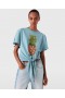Stella McCartney Ananas T-shirt med bindebånd foran i bomuld, vasket lyseblå | Dame Sweatshirts og T-shirts