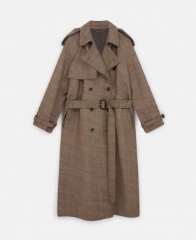  Stella McCartney Trenchcoat med bælte og sildebensmønster i Prince of Wales-tern | Damefrakker og jakker