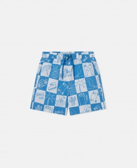 Stella McCartney badeshorts med ternet logo i blå | Børnebukser og shorts