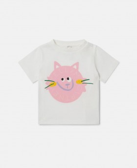  Stella McCartney Cat Graphic T-shirt Cremefarvet | Børn Baby Piger
