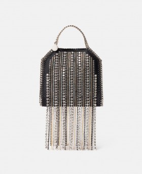  Stella McCartney Crystal Fringe Falabella Tiny Tote Bag Sort | Dametasker med tophåndtag