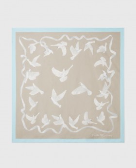  Stella McCartney Dove Print Firkantet Tørklæde Beige/Hvid | Dame Matchende Separater