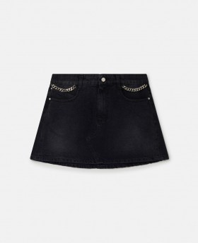  Stella McCartney Falabella Denim Mini Nederdel Sort | Dame Nederdele