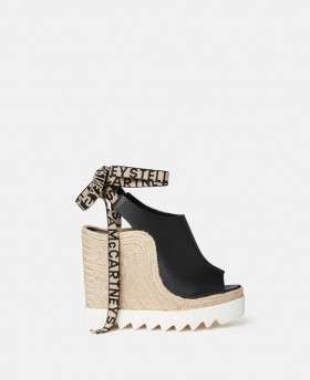  Stella Mccartney Gaia Alter Mat Peeptoe Wedge Espadriller Sort | Dame Espadriller