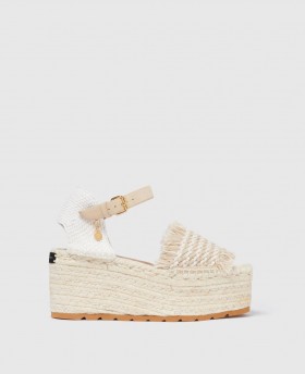 Stella McCartney Gaia Platform Espadrille Kilehæl Beige | Dame Espadriller