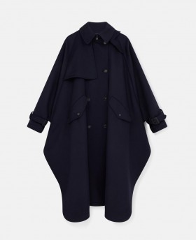  Stella McCartney Højhalset A-formet Trenchcoat I Mørkeblå | Damefrakker Og Jakker