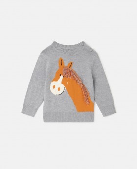  Stella McCartney Heste-sweatshirt med frynser, grå | Børn Baby Drenge