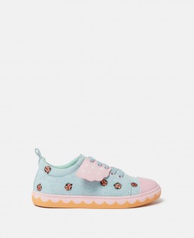 Stella McCartney Ladybird Sneakers med snørebånd i lærred med pink/blå farve | Børnesko og tilbehør