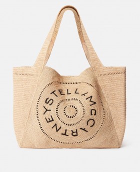  Stella McCartney Logo Raffia Stor Tote Bag Naturlig | Tote Tasker Til Kvinder