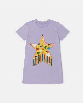 Stella McCartney Star Graphic Fringe T-shirtkjole Lilla | Børnekjoler og Jumpsuits