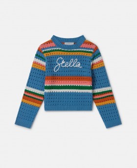 Stella McCartney Stella Broderet Hæklet Sweater Blå | Børnetrøjer & Cardigans
