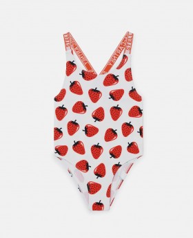  Stella McCartney Jordbærprint Badedragt Creme/rød | Børne Badetøj