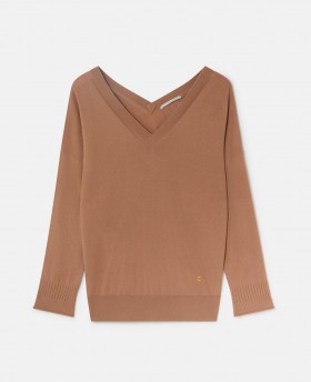 Stella McCartney V-hals Langærmet Sweater Tan Beige | Dame Strikvarer