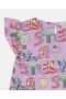 Stella Mccartney Stella Woodland Lettering Geplooid T-shirt met Capsleeve Paars | Kinder T-shirts en Tops