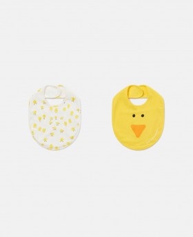  Stella Mccartney 2-pack slabbetjes met kuikenpatroon, geel en wit | Babyjongens