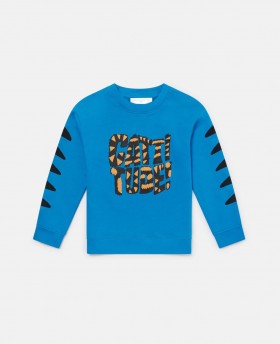 Stella Mccartney Cat Graphic Sweatshirt Blauw | Kinder T-shirts en Sweatshirts