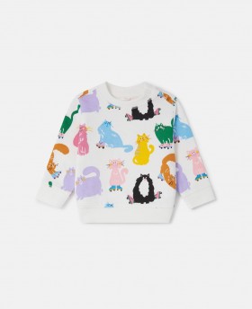  Stella Mccartney Cats Print Sweatshirt Crème | Kindertrui en T-shirts